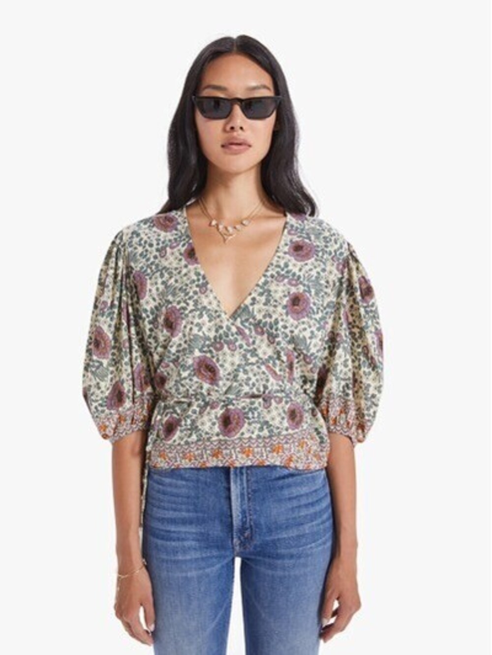 Natalie Martin Lindsay Wrap Top Vintage Lavender Floral Size M NWOT